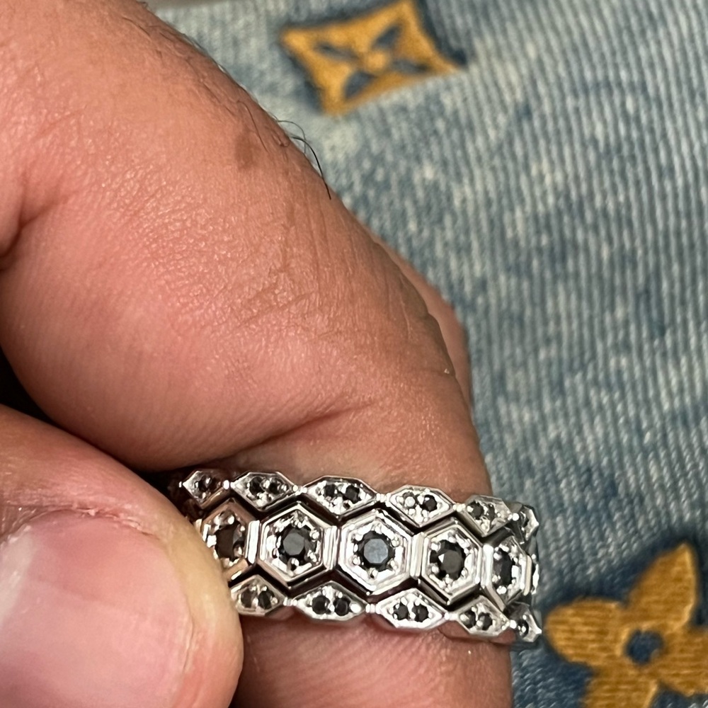 Silver Hexagonal Men's Ring